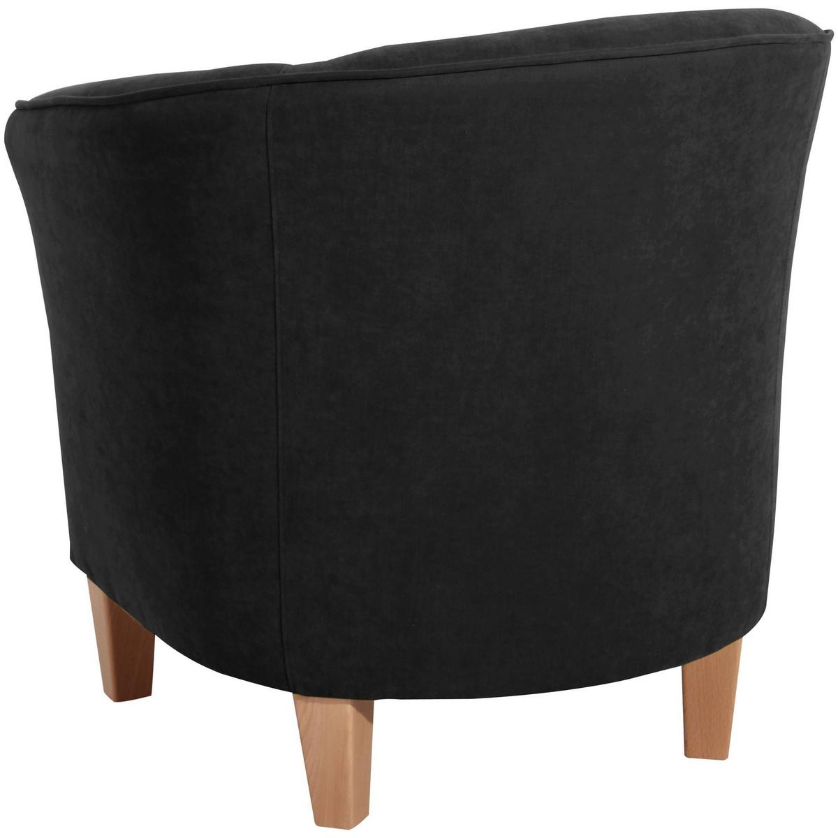 SESSEL Karine Bezug Veloursstoff Buche natur / schwarz - Schwarz, Kunststoff (70/74/70cm) - 58aufmkessel