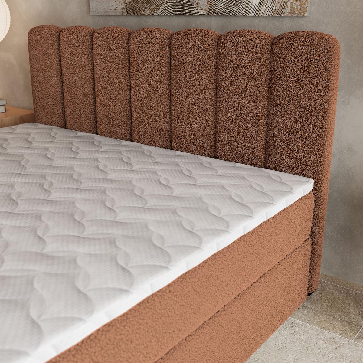 BOXBETT SOLIA 140x200 cm mit Matratze und Topper, H2+H3 - Kupferfarben - Kupferfarben, Holz (140/200cm) - MASSENO
