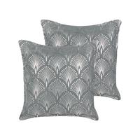 DEKOKISSEN 2er-Set Grau 45/45 cm Hoya - Silberfarben/Grau, Naturmaterialien (45/45cm) - Beliani