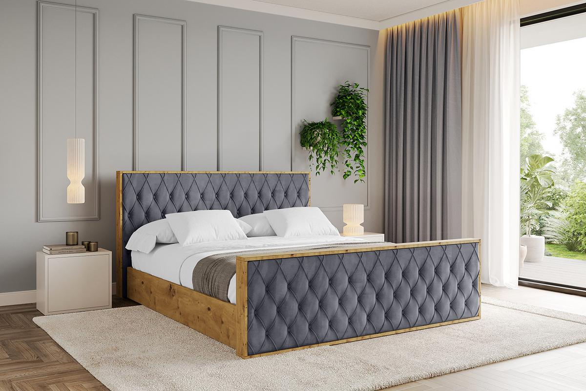 POLSTERBETT mit Bettkasten, Fußteil und Lattenrost, Boxbett ohne Matratze - ENZO5-Z 180x200 Dunkelgrau - Dunkelgrau, Holzwerkstoff/Textil (180/200cm) - ALTDECOR