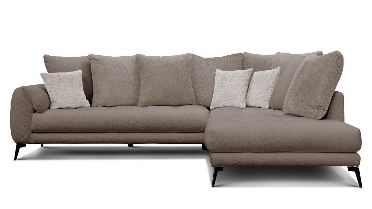 ECKSOFA CALME 5-Sitzer, creme - Creme/Schwarz, Holz/Textil (294/229cm) - Wozimo
