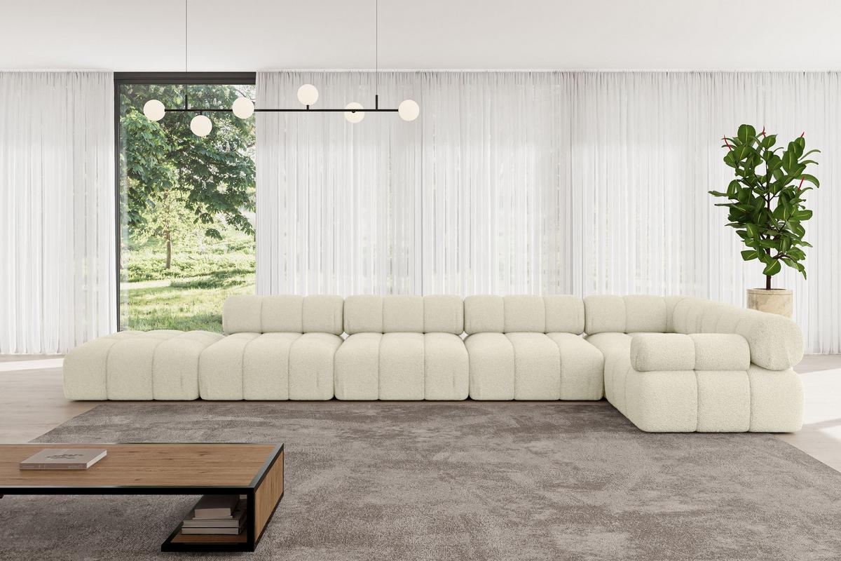 ECKSOFA modulares Sofa Felto-L3 - 475x190x70 cm Beige Bouclé - Beige, Holzwerkstoff/Textil (475/190cm) - ALTDECOR