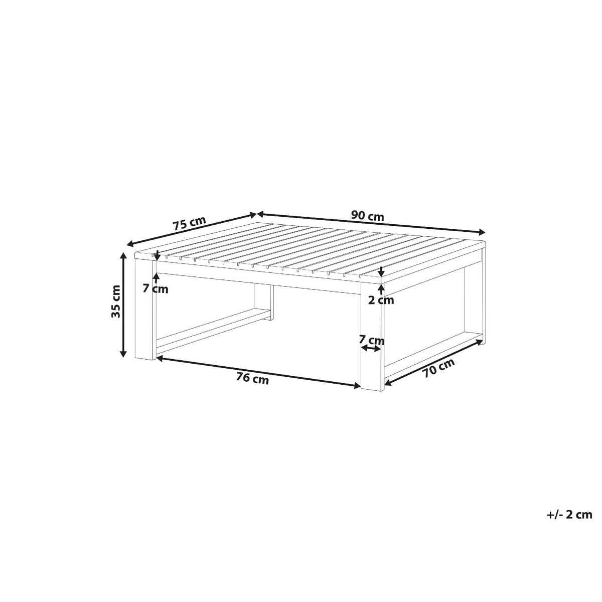 GARTENTISCH FSC® zertifiziertes Akazienholz Heller Holzfarbton Timor - Hellbraun, Holz (90/75/35cm) - Beliani
