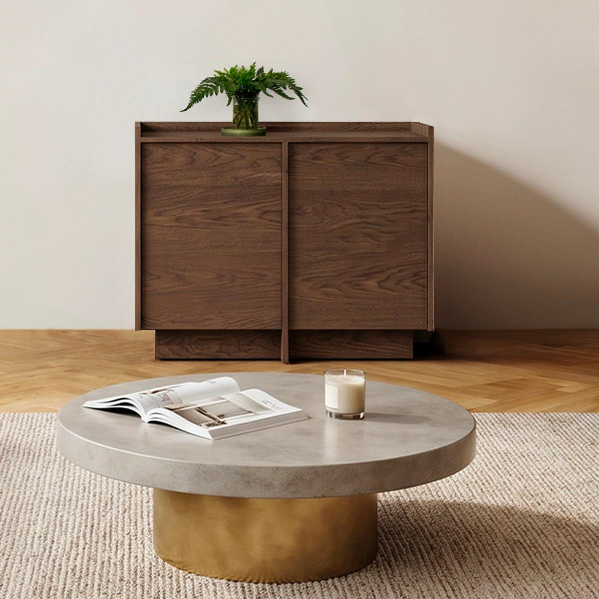 SIDEBOARD Japandi Dunkles Holz - Braun, Holzwerkstoff (102/89.6/38cm) - Petits-meubles