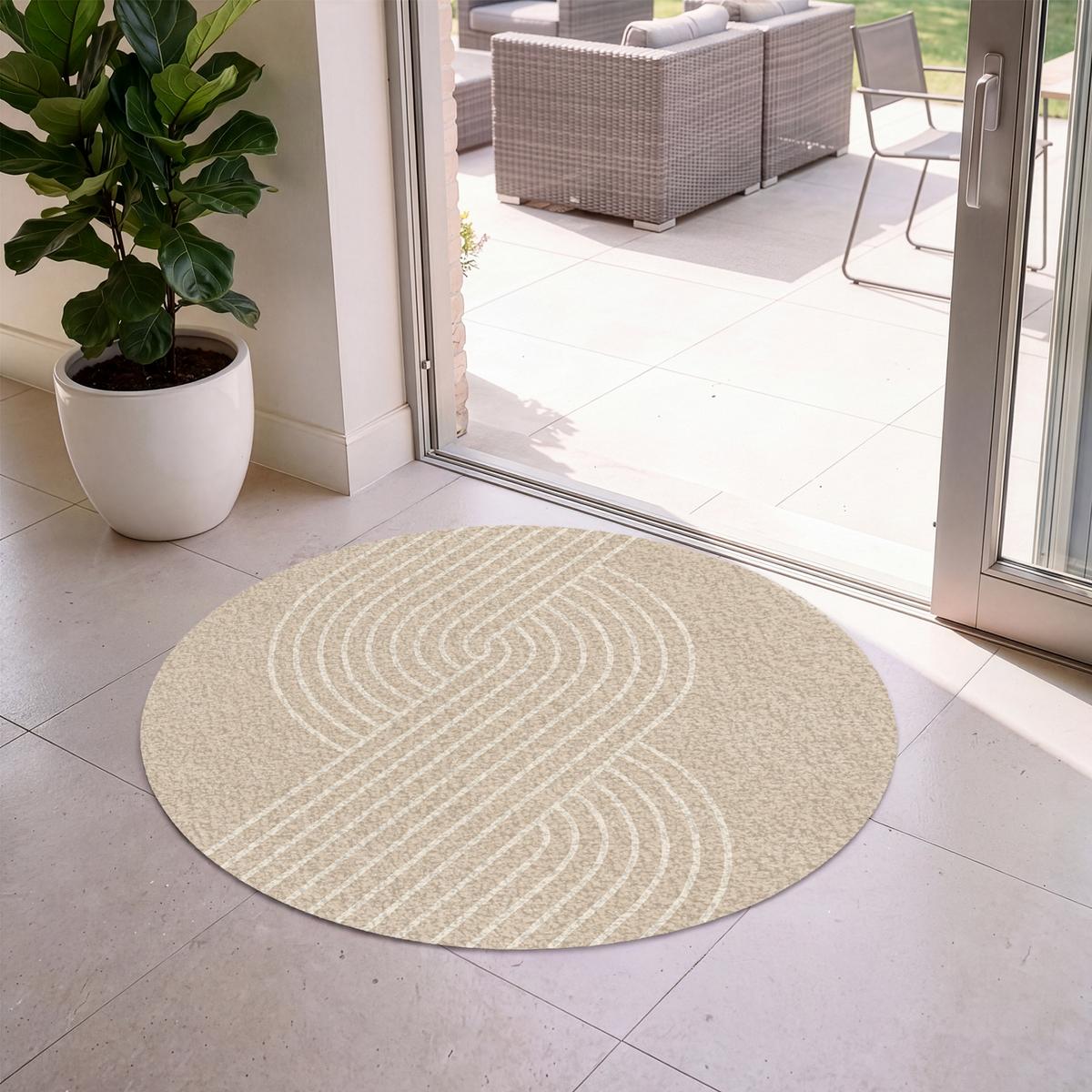FUSSMATTE Parallele Linien - Leichte Textur - Beige Türmatte 120x120 cm - Beige, Kunststoff (120/0.4cm) - MuchoWow