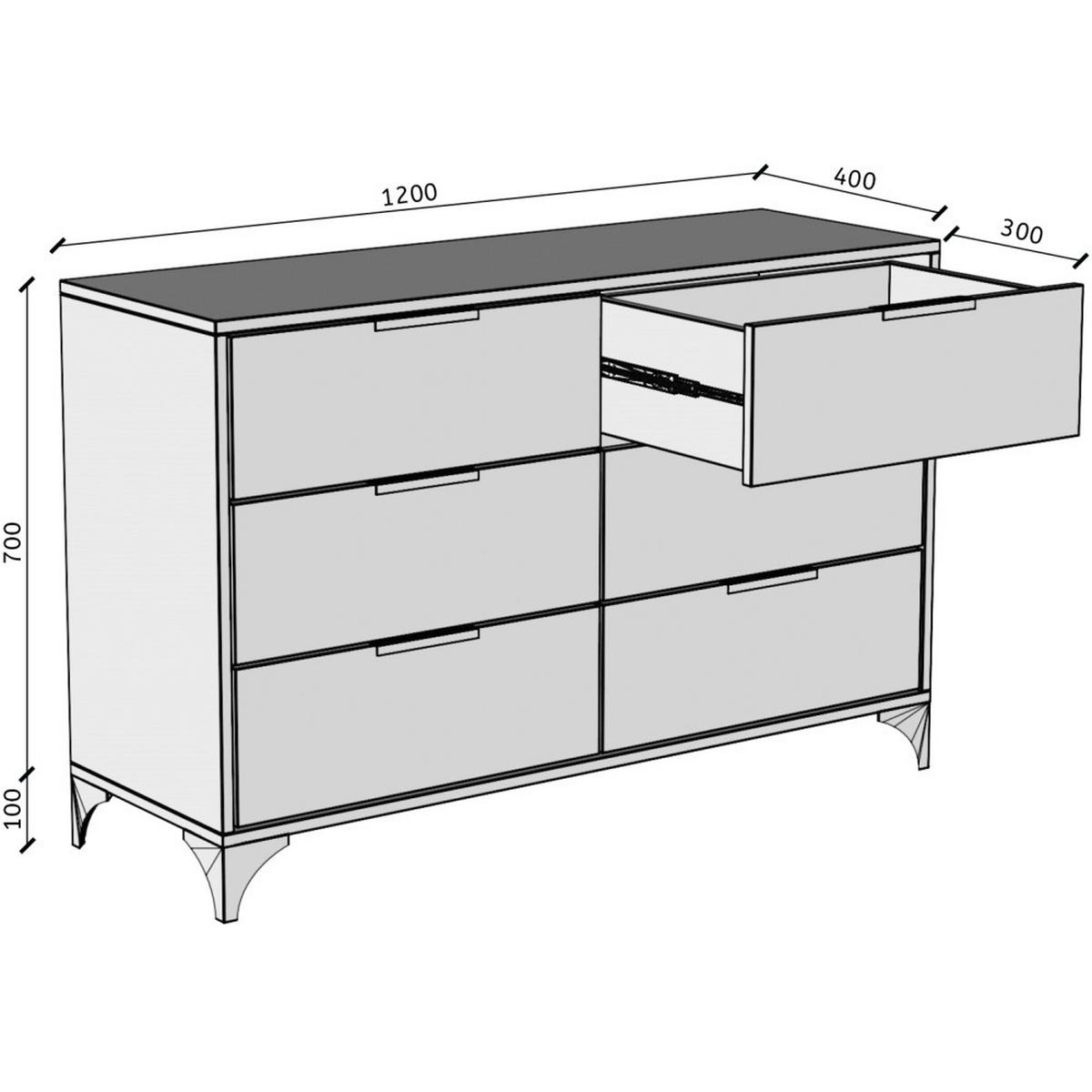 KOMMODE Home mit 6 Schubladen, 120 cm, ohne Griffe, Kaschmir - Kaschmir/Schwarz, Holzwerkstoff (120/80/40cm) - Beautysofa