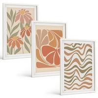 BILDER SET 3er Set - 40x60 cm Weißer Rahmen - Abstrakte Pastellblumen - Weiß, Kunststoff (40/60cm) - TULUP