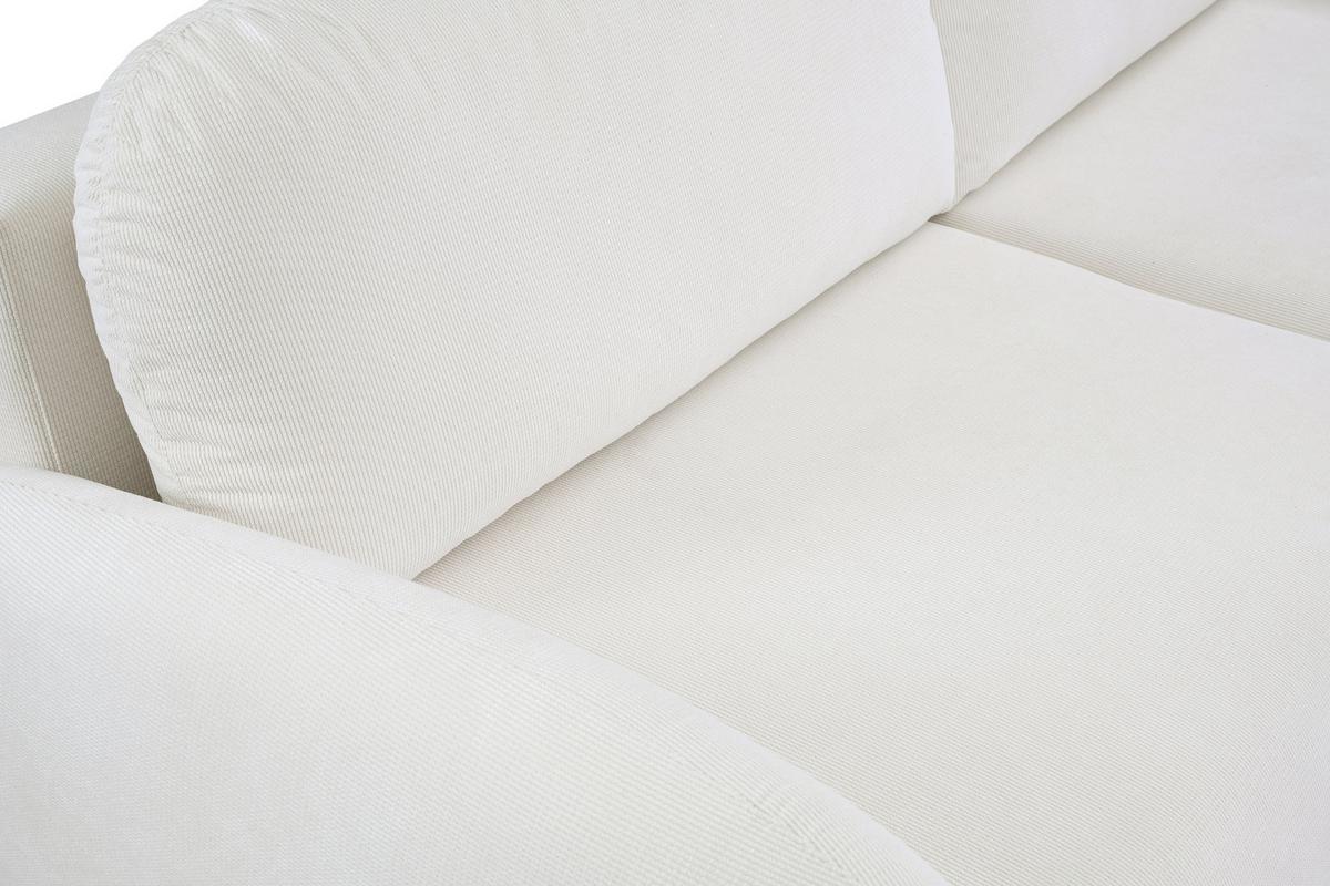 BETTSOFA AGIO Creme Velours-Stoff mit Schlaffunktion - Creme, Holz (232/95/109cm) - MASSENO