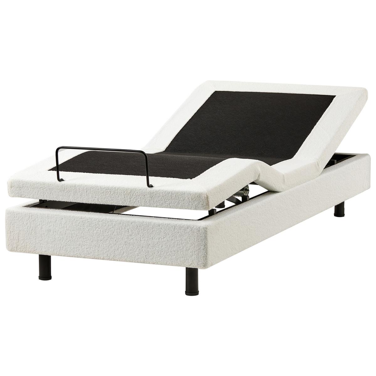BETT verstellbar ohne Kopfteil Bouclé 90/200 cm Cremeweiß Duke - Creme, Textil (90/200cm) - Beliani