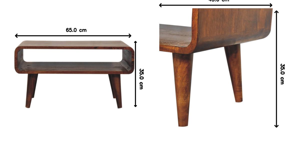 TV-EINHEIT, Massives Holz Offen Kastanienbraun, Offenes Fach, Dunkelbraun - Dunkelbraun/Messingfarben, Mangoholz/Holz (45/65/35cm) - Artisan Furniture