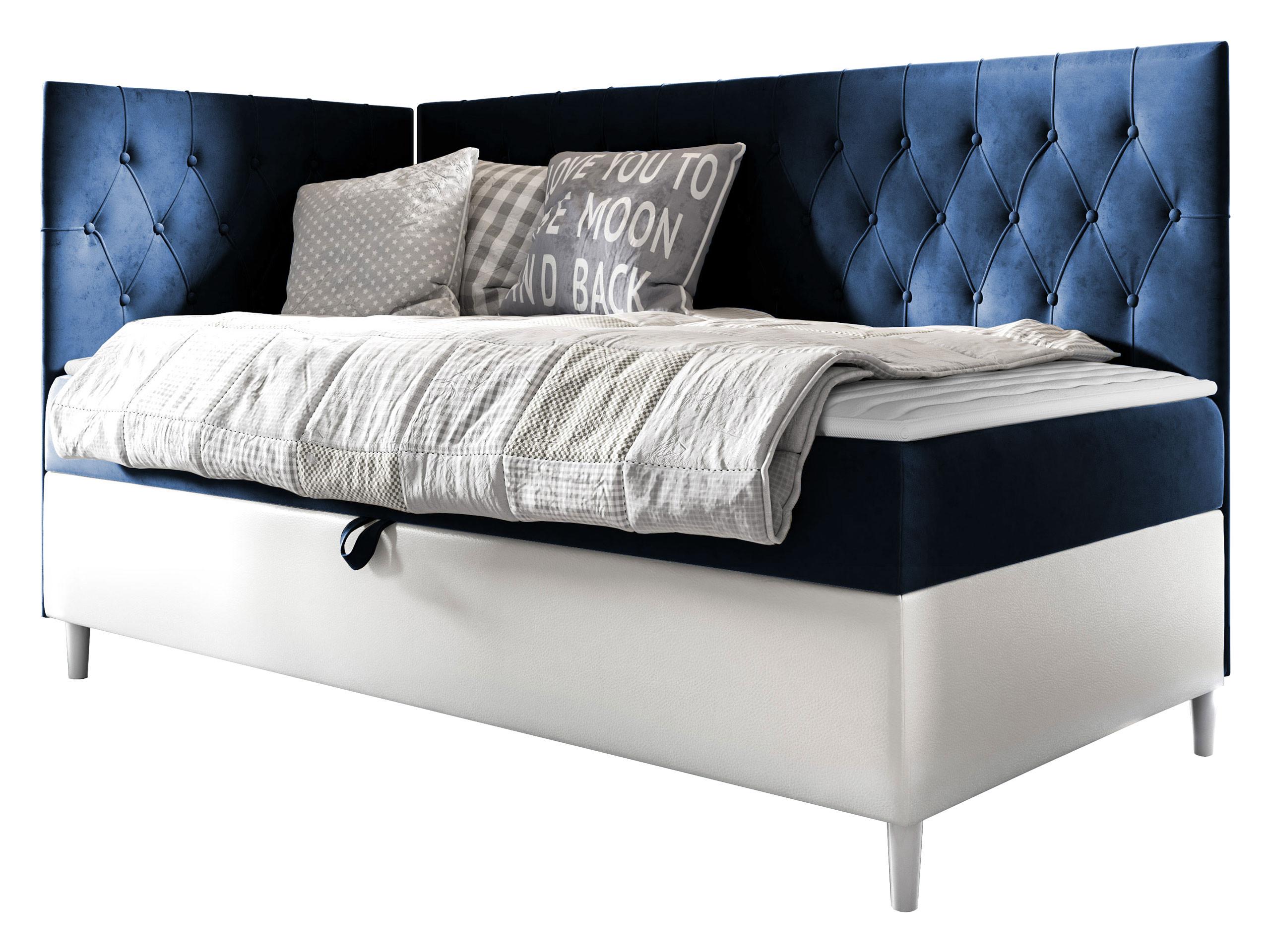 BOXBETT Filip Junior 3, Seite zum Öffnen des Bettkastens: Links - H3 - Blau/Weiß, Holz (90/200cm) - MIRJAN24