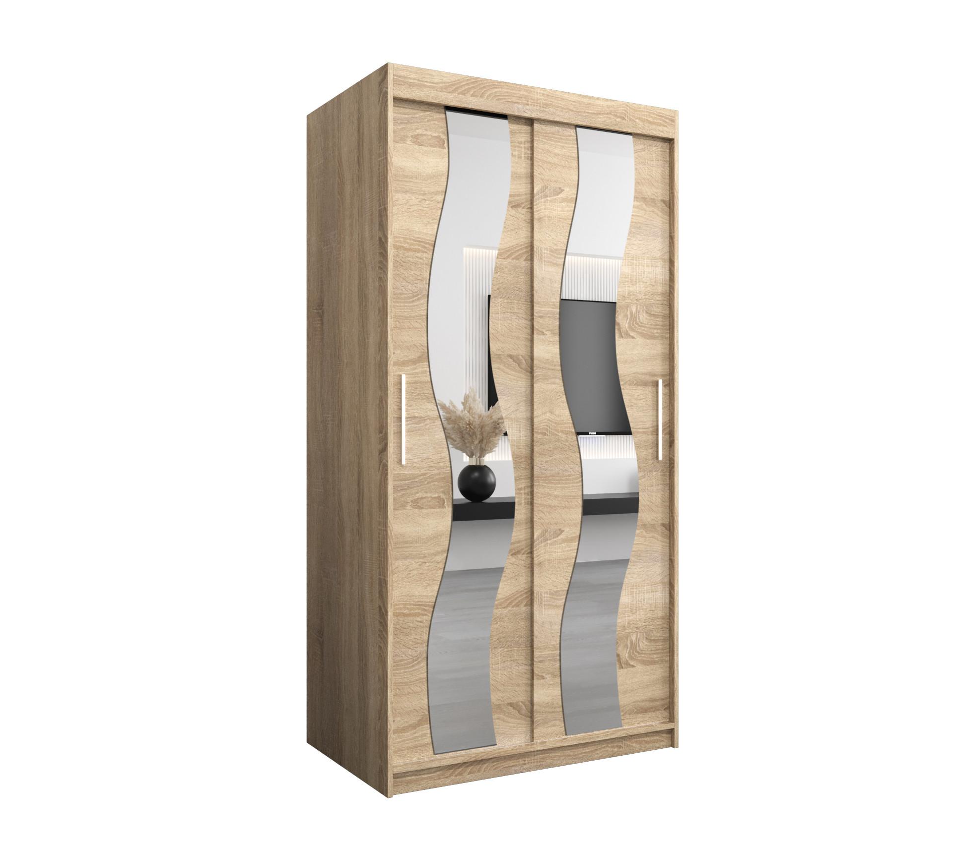 SCHWEBETÜRENSCHRANK 200/100/62 2-türig - Silberfarben/Sonoma Eiche, Holz/Kunststoff (100/200/62cm) - MÖBEL KRYSPOL