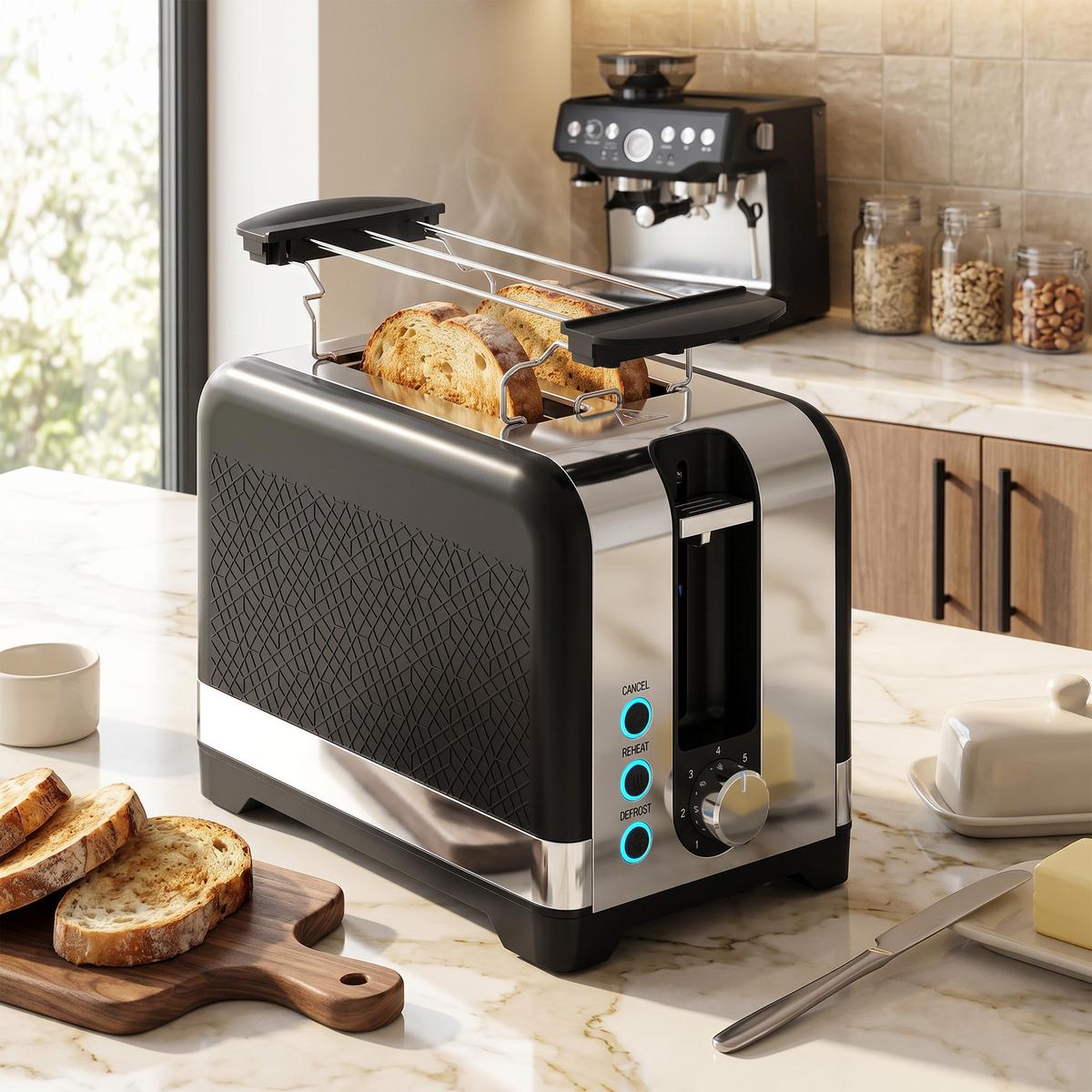 TOASTER Kunststoff Schwarz - Schwarz, Kunststoff (15.6/18.9/26.4cm) - HOMCOM