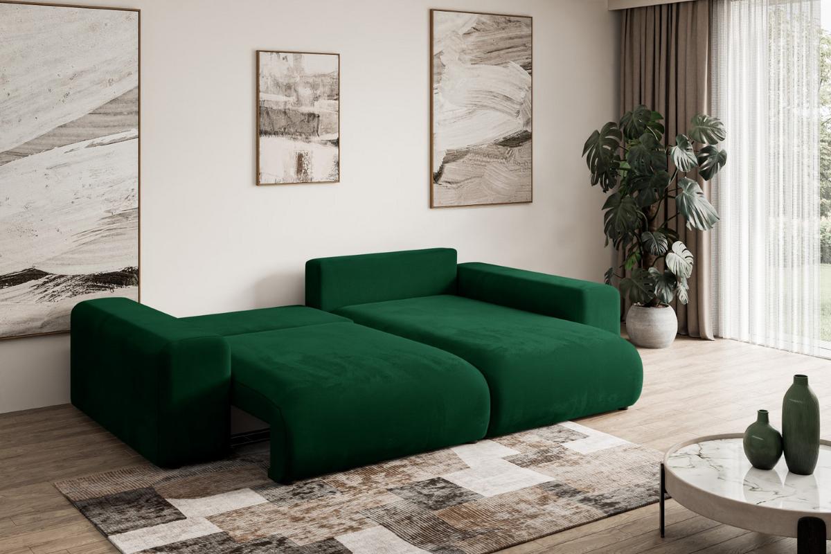 ECKSOFA Ottomane rechts ESKAR-L 266x176x72 Dunkelgrün Cord - Dunkelgrün/Schwarz, Holzwerkstoff/Kunststoff (176/266cm) - ALTDECOR