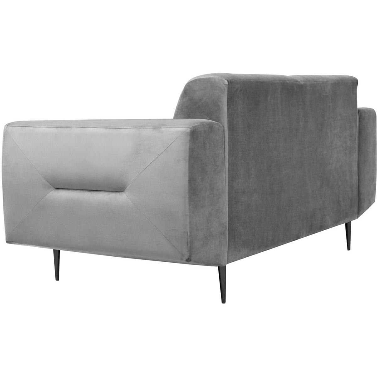 2-SITZER SOFA Venezia hellgrau mit schwarzen Beinen - Hellgrau/Schwarz, Textil/Metall (172/85/94cm) - Beautysofa