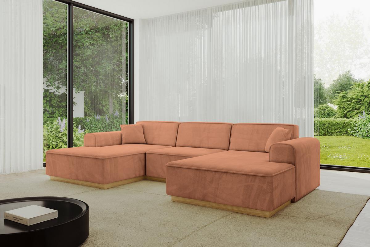 WOHNLANDSCHAFT IREA-U1-v2 - 303x171x83 cm Koralle - Koralle, Holzwerkstoff/Textil (303/83/171cm) - ALTDECOR