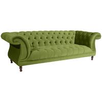 CHESTERFIELD Sofa 3-Sitzer Kaylin Samtvelours oliv - Olivgrün, Kunststoff (253/80/100cm) - 58aufmkessel