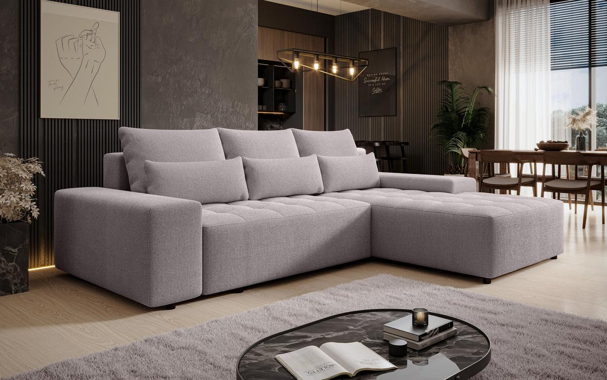 ECKSOFA L Form Alvorada Beige 280/184/88 cm – modernes Sofa fürs Wohnzimmer - Beige/Schwarz, Kunststoff/Textil (280/184cm) - AX Living