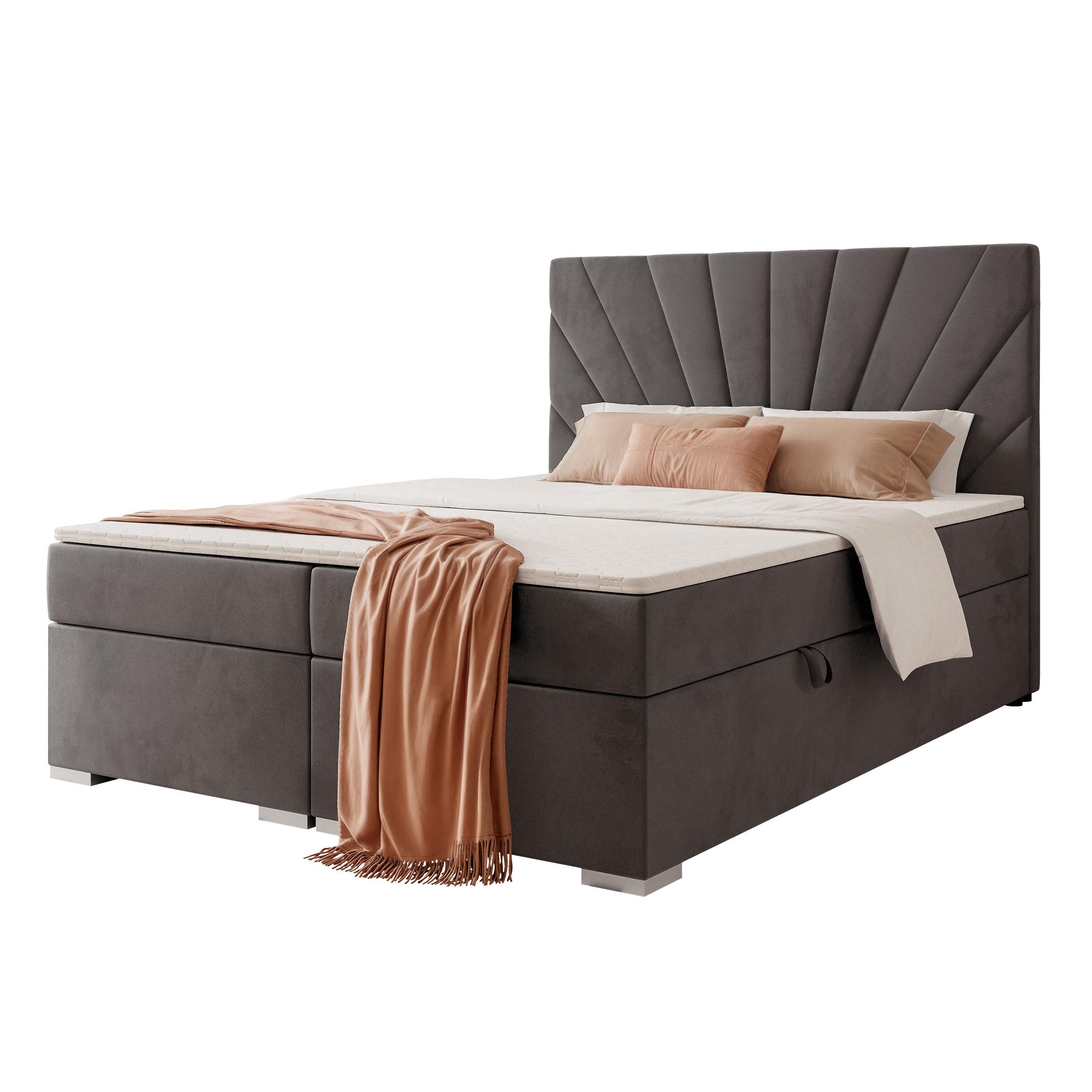 BOXBETT 160x200 cm mit Topper - Dunkelgrau, Holzwerkstoff/Textil (200/200cm) - Idohome