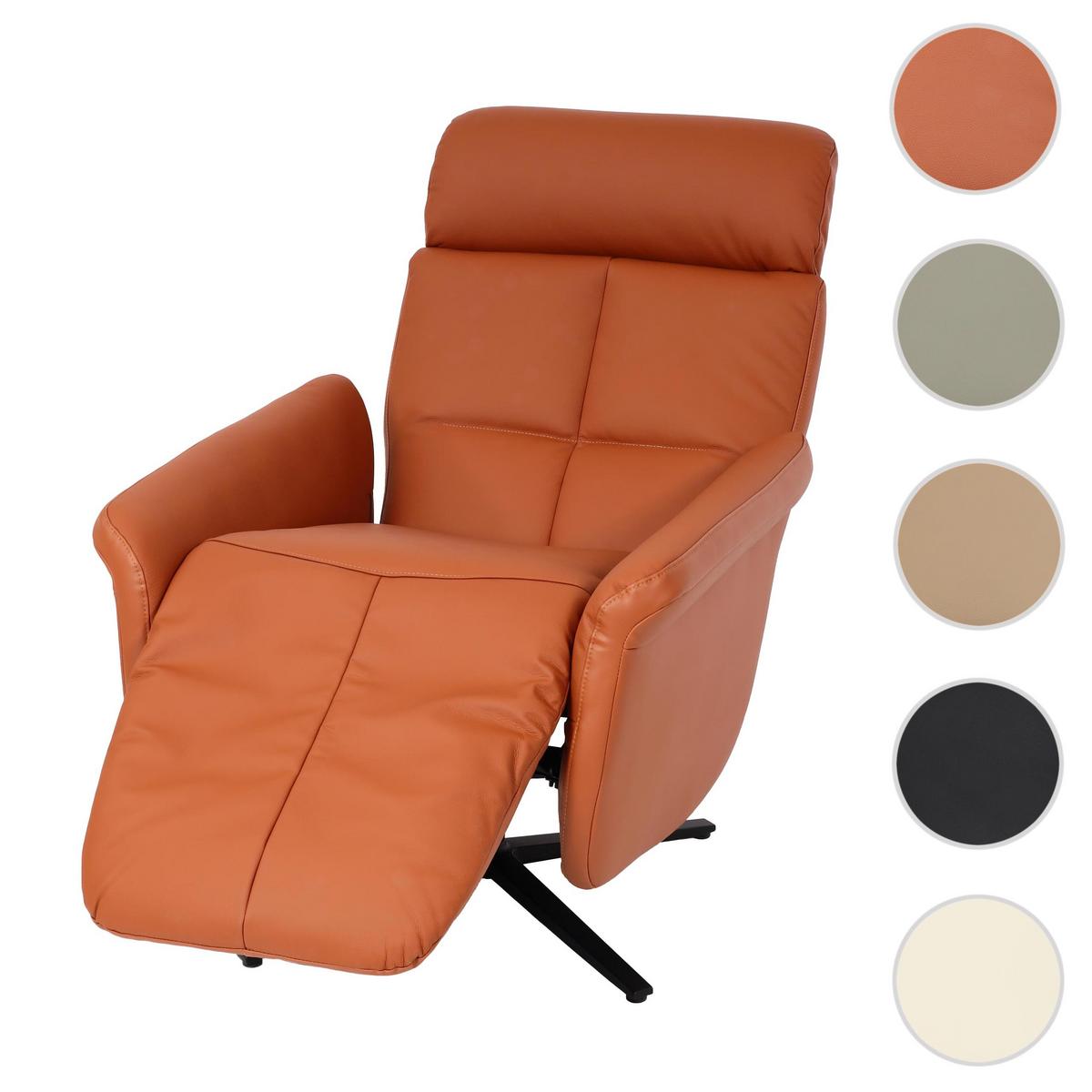 RELAXSESSEL Orange - Terracotta/Orange, Leder (76/110/153cm) - MCW