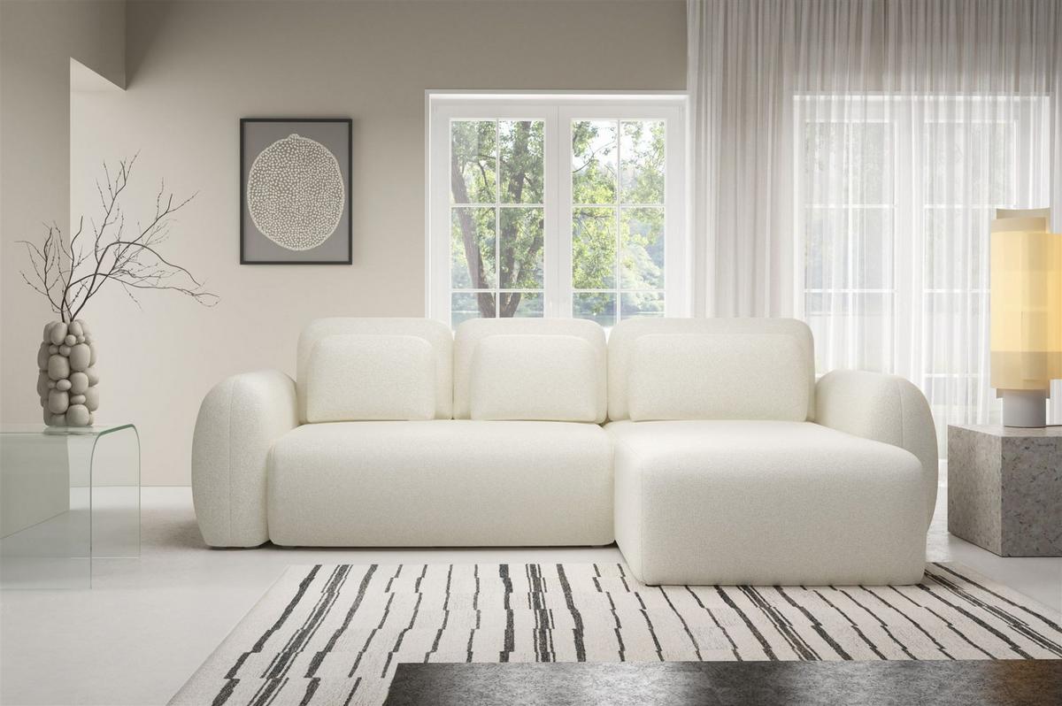 ECKSOFA Gaston Mit Schlaffunktion - Creme, Holzwerkstoff/Textil (304/190cm) - Fun Möbel
