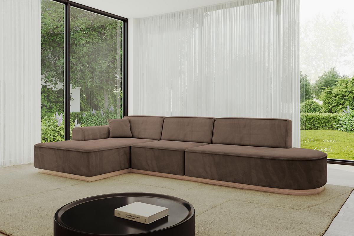 ECKSOFA Ottomane Links IREA-L2 - 327x165x80 cm Braun - Braun, Holzwerkstoff/Textil (327/165cm) - ALTDECOR