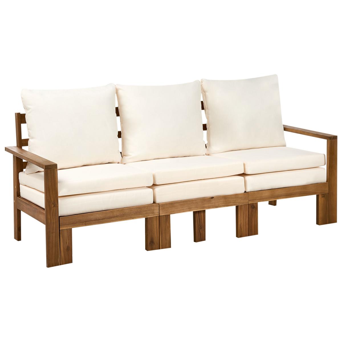 GARTENBANK mit Auflage 190 cm Braun - Beige/Braun, Holz (190/90/69cm) - Beliani