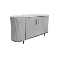 SIDEBOARD MARIA Grau Kunstleder, Marmor - Schwarz/Grau, Textil/Metall (150/76/40cm) - KAWOLA
