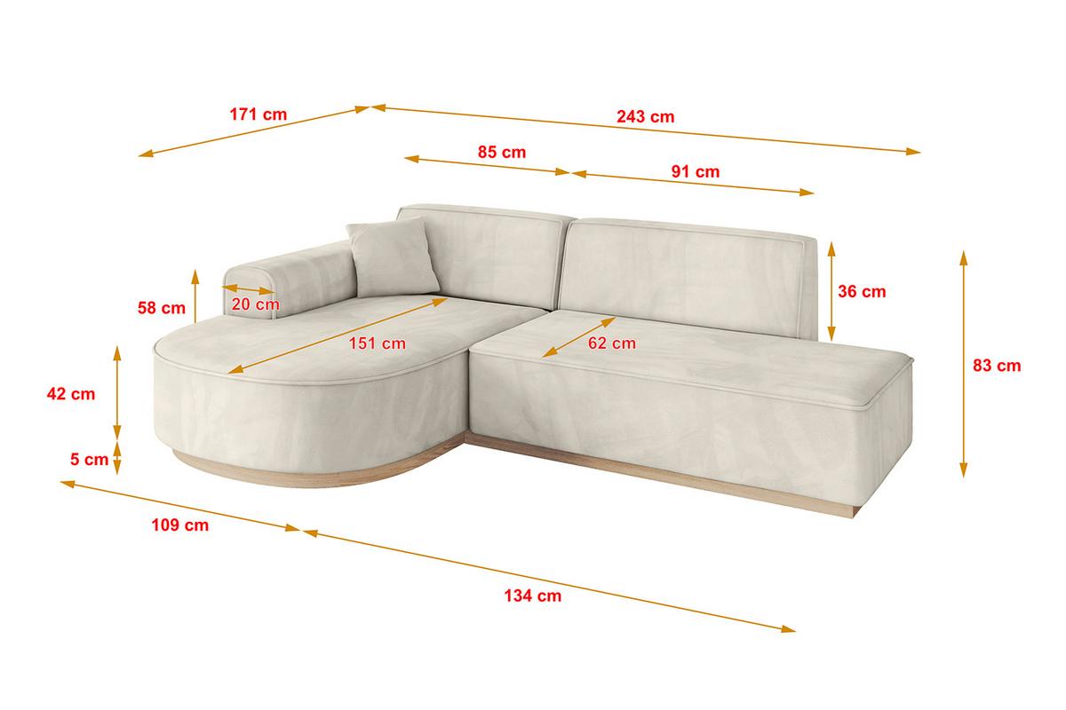 ECKSOFA Ottomane Links ARRIO-L1 - 243x171x83 cm Beige - Beige, Holzwerkstoff/Textil (243/171cm) - ALTDECOR