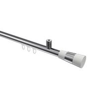 GARDINENSTANGE INNENLAUF Sonius Tanara 180 cm, 1-läufig, 20 mm Ø Chrom - Chromfarben/Weiß, Metall (180cm) - INTERDECO