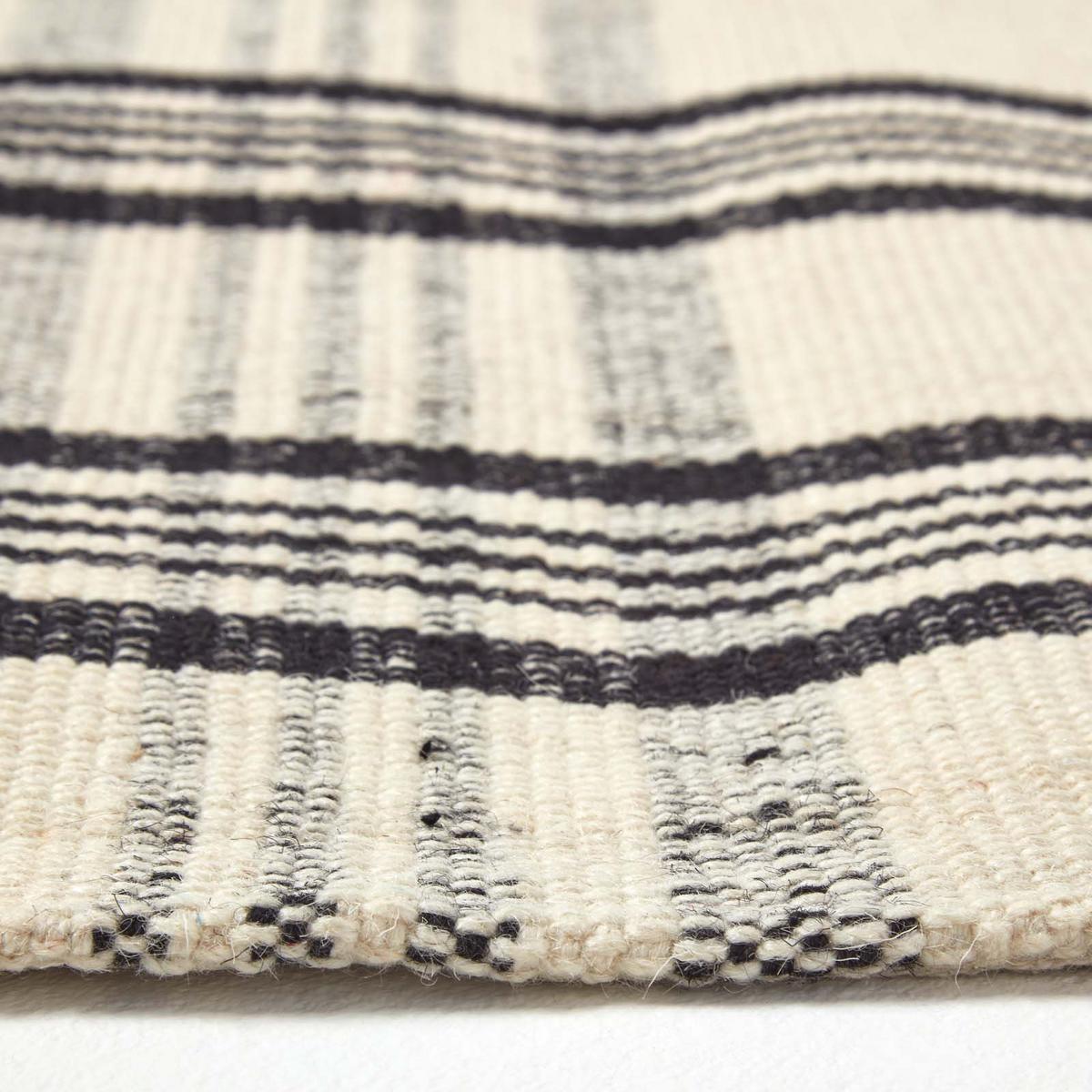 HANDWEBTEPPICH-LÄUFER Logan kariert 66/200 cm - Schwarz, Textil (66/200cm) - Homescapes