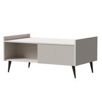 COUCHTISCH Amfali mit 1 Tür und offener Ablage, geriffelte Fronten, Push-to-open, Metallbeine, 100 cm, Kaschmir - Kaschmir/Schwarz, Holzwerkstoff/Metall (60/100/45cm) - Beautysofa