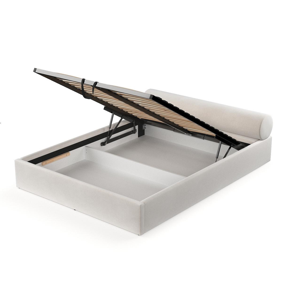 POLSTERBETT Solvo mit Stauraum 200/200 cm Creme im Paros Stoff - Creme/Schwarz, Holz/Holzwerkstoff (200/200cm) - AltaBeds