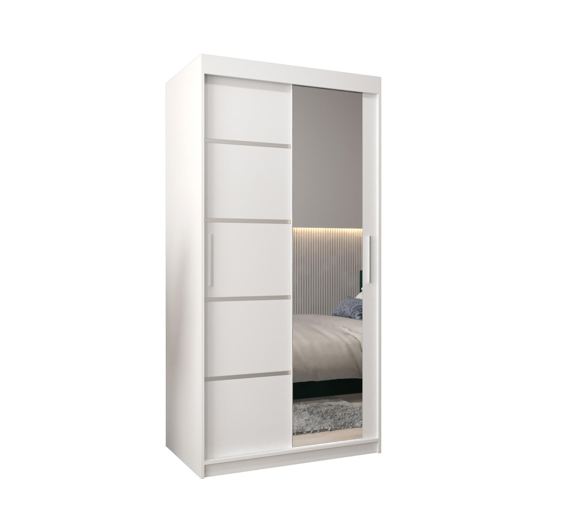 SCHWEBETÜRENSCHRANK 200/100/62 2-türig - Silberfarben/Weiß, Holz/Kunststoff (100/200/62cm) - MÖBEL KRYSPOL