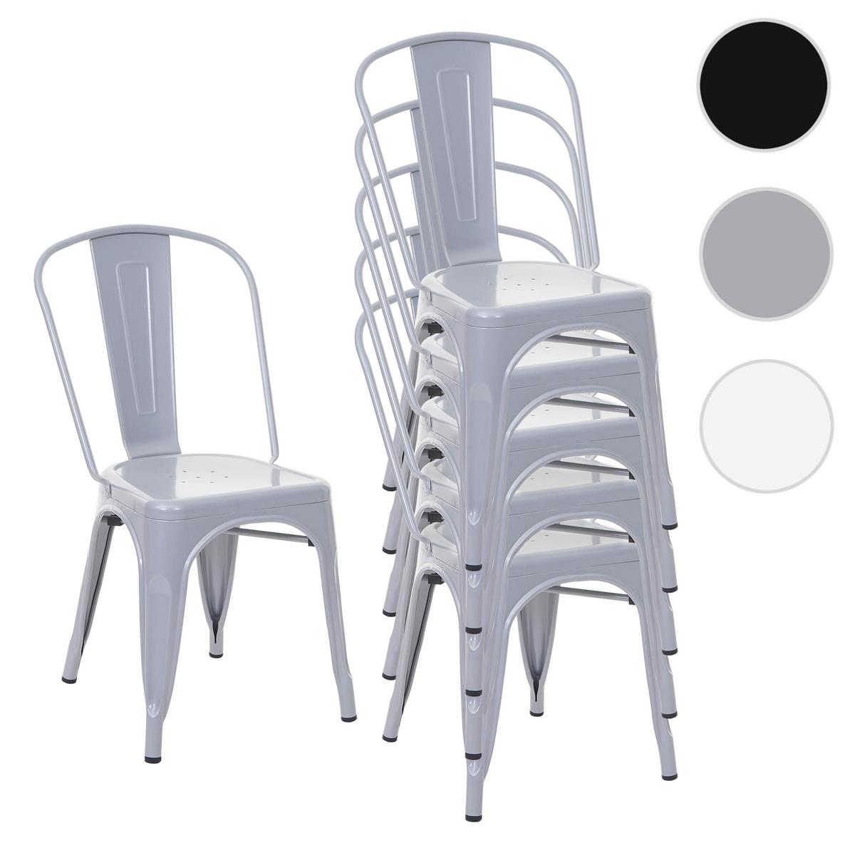 STUHL METALL Grau 6er-Set - Grau, Metall (45/87/43cm) - MCW