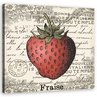 WANDBILD erdbeer vintage - Rot, Textil (30/30cm) - Feeby