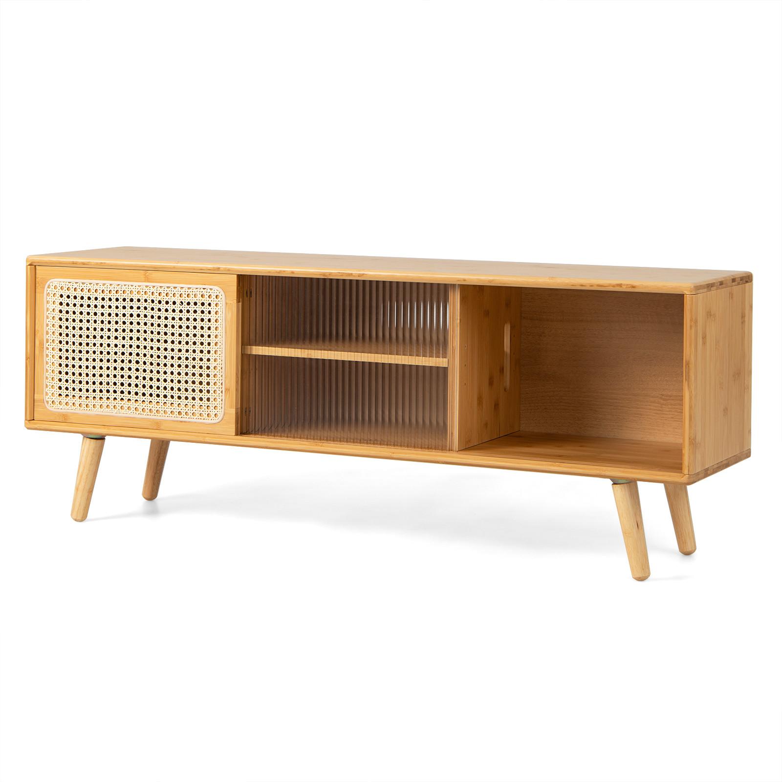 TV-LOWBOARD Holz - Naturfarben, Naturmaterialen (121/46/31cm) - COSTWAY