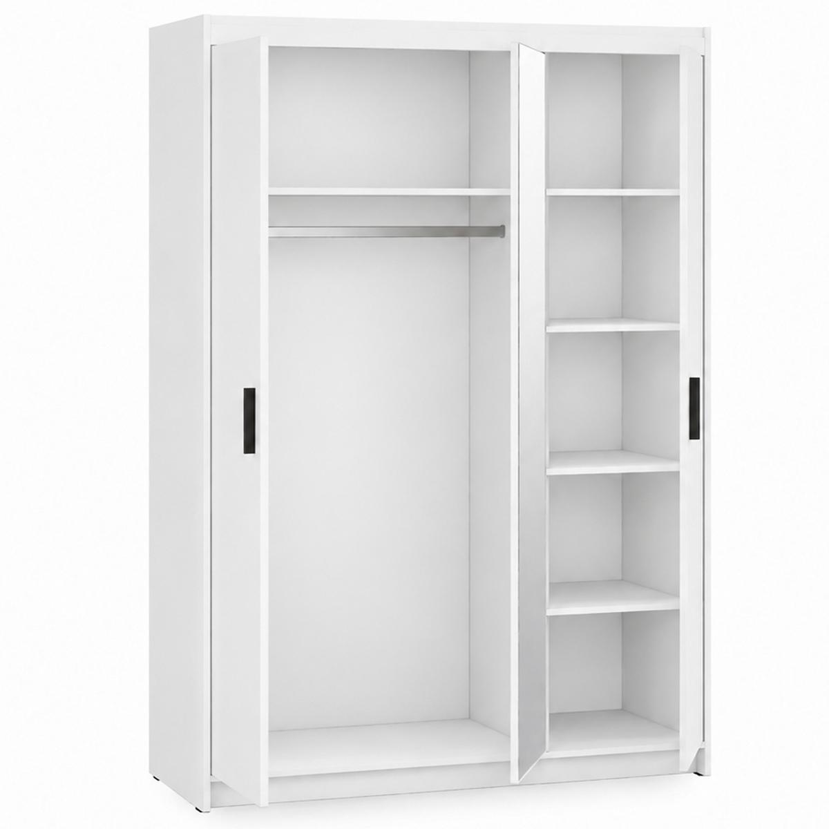 DREHTÜRENSCHRANK Elena mit 3 Türen, mit Spiegel, Weiß - Weiß, Holzwerkstoff (130/190/53cm) - Beautysofa