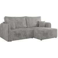 ECKSCHLAFSOFA MESTO L Hellgrau Cord - rechts - Hellgrau/Schwarz, Kunststoff/Textil (147/227cm) - MKS