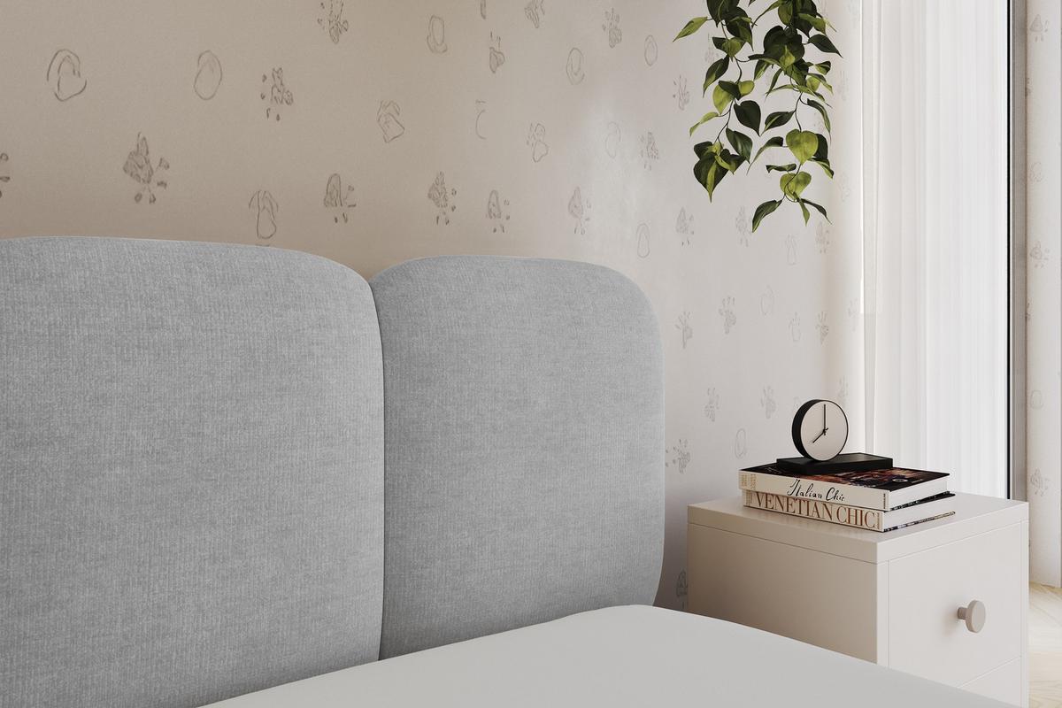EINZELLBETT Jugendbett mit Bettkasten, Links - AVRY 80x200 Grau - Hellgrau/Grau, Holzwerkstoff/Textil (80/200cm) - ALTDECOR