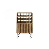 WEINSCHRANK HORTA Braun Holz - Sandfarben/Schwarz, Holz/Metall (56/90/35cm) - KAWOLA