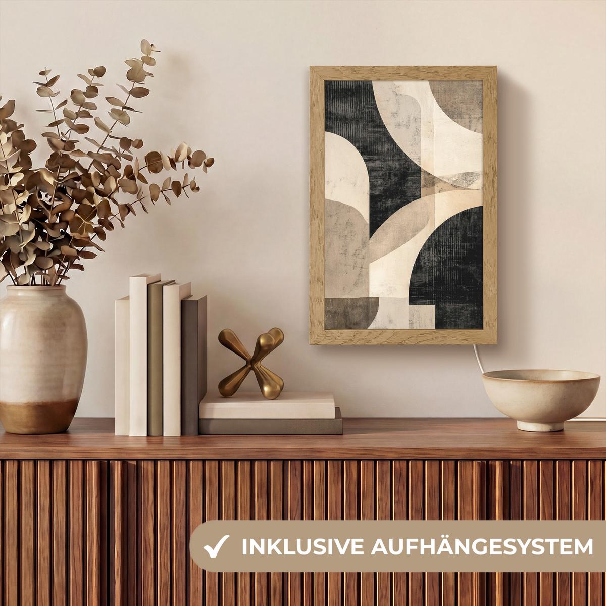 WANDLEUCHTE Abstrakt - Formen - Modern - Beige 20x30 cm - Grau, Holzwerkstoff (20/30/8cm) - OnlyWow