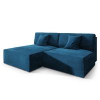 ECKSOFA FIORO M Blau Velours-Stoff mit Schlaffunktion - Blau/Grau, Holz/Kunststoff (204/148cm) - MASSENO