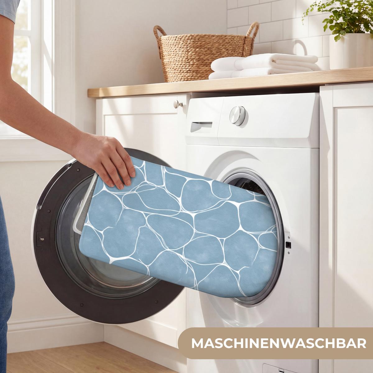 BADEMATTE Organisch - Muster - Blau 60x120 cm - Hellblau, Textil (60/120cm) - OnlyWow