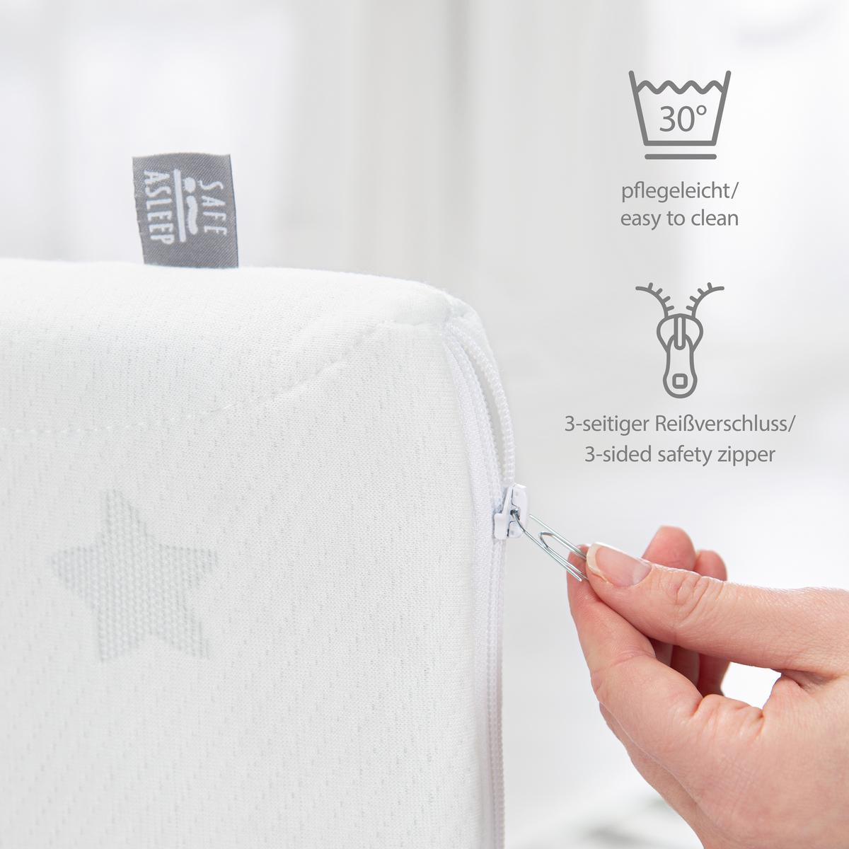 BABYBETT mit Matratze Easy Sleep 70 x 140 cm - Weiß, Holzwerkstoff/Textil (70/140cm) - Roba