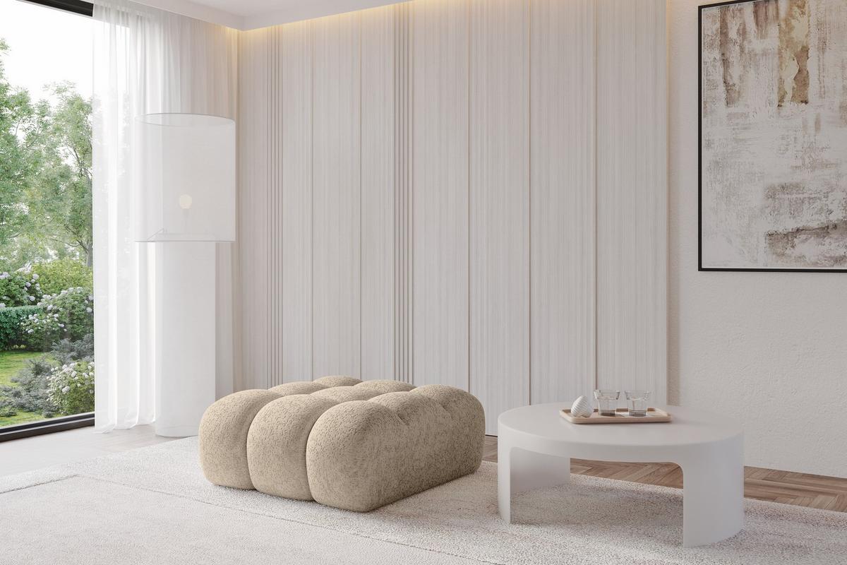 POUF OLEA-PUF 91x87x44 cm Braun Velours Modular Sitzhocker - Schwarz/Braun, Holzwerkstoff/Kunststoff (91/44/87cm) - ALTDECOR