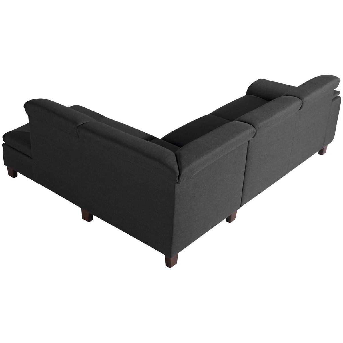 ECKSOFA mit Ottomane rechts Kaylil Flachgewebe graphit - Graphitfarben, Kunststoff (187/247cm) - 58aufmkessel