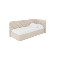 EINZELLBETT Jugendbett mit Bettkasten, Links - FIKY 80x200 Beige - Creme, Holzwerkstoff/Textil (80/200cm) - ALTDECOR