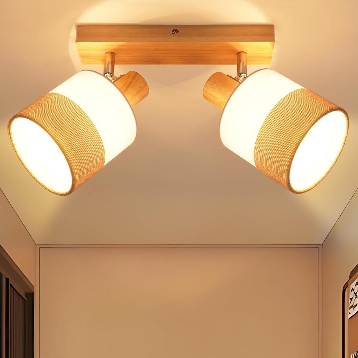 DECKENSTRAHLER Zarau 16/13/28 cm - Beige, Holz (28/16/13cm) - ZMH