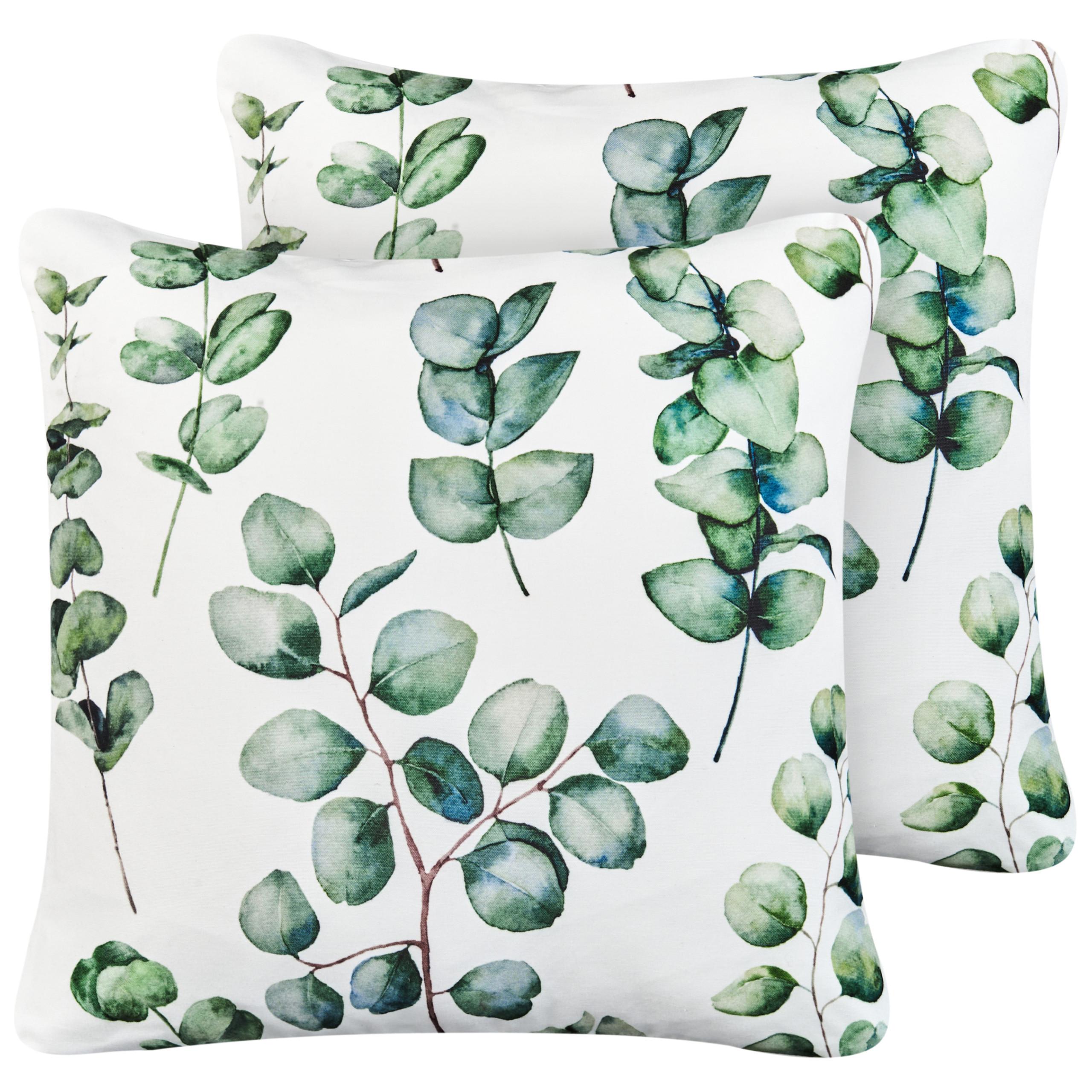 GARTENKISSEN 2er-Set Grün 45/45 cm Bosque - Weiß/Grün, Textil (45/12/45cm) - Beliani